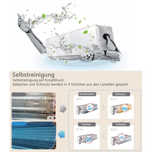 12000 BTU 3,6 kW QuickConnect ULTRA Split Klimaanlage + Heizung ECO Smart WiFi/Super Ioniser/Self-Clean/Follow Me komplett Set leise inkl. 5m Leitungen