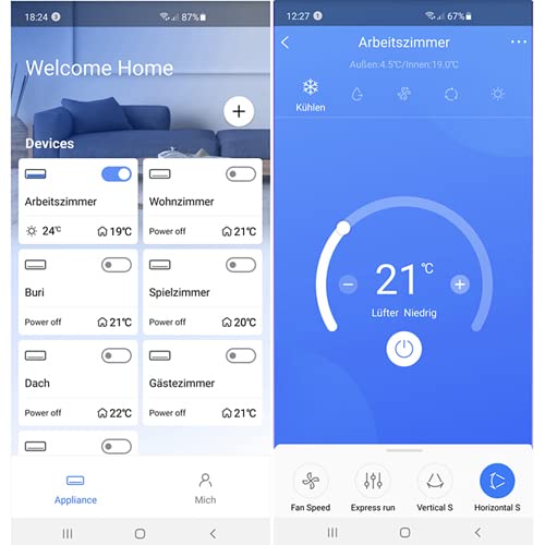 12000 BTU 3,6 kW QuickConnect ULTRA Split Klimaanlage + Heizung ECO Smart WiFi/Super Ioniser/Self-Clean/Follow Me komplett Set leise inkl. 5m Leitungen