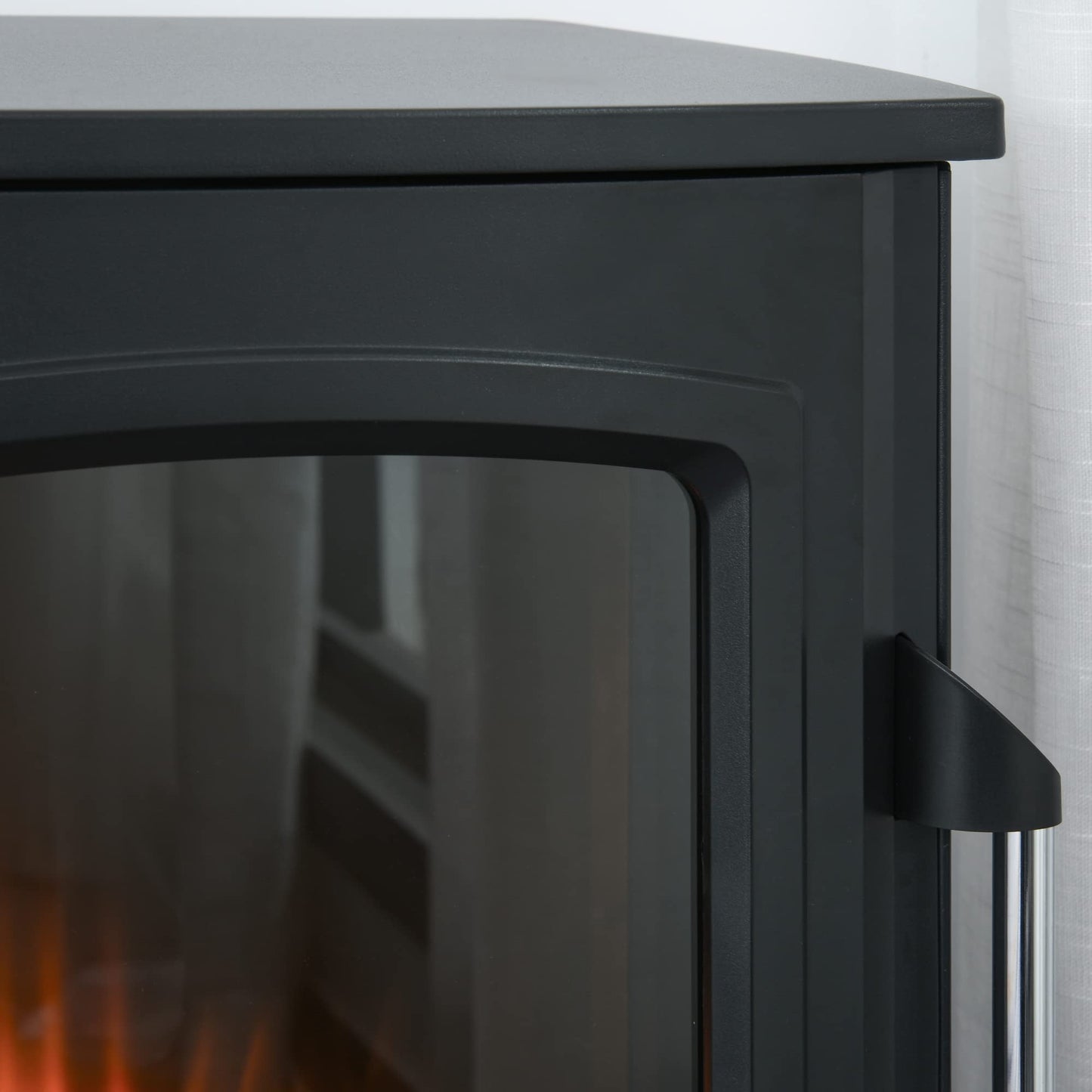 HOMCOM Elektrokamin mit Heizung, elektrischer Kamin mit LED Flammeneffekt, 1000 W/2000 W Dekokamin mit Thermostat, elektrisch Kaminfeuer Kaminofen, Schwarz