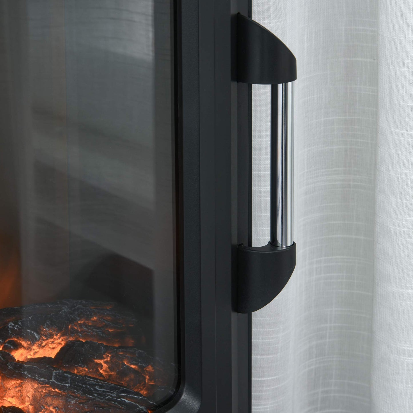 HOMCOM Elektrokamin mit Heizung, elektrischer Kamin mit LED Flammeneffekt, 1000 W/2000 W Dekokamin mit Thermostat, elektrisch Kaminfeuer Kaminofen, Schwarz