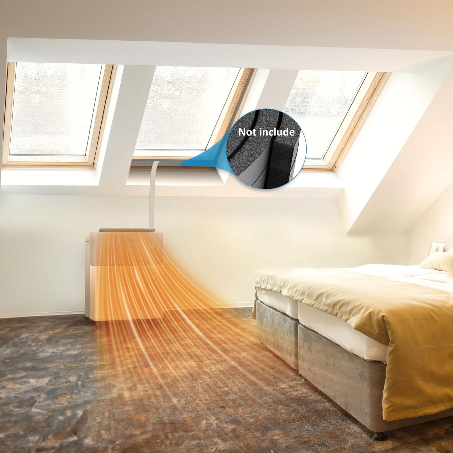 Midea Portasplit Klimaanlage, Mobile Wärmepumpe, Kühlen A++/Heizen A+, 12000 BTU 3, 5kW, für Räume bis zu 42 m² / 105 m³, nur 39 dB(A) im Silent-Modus