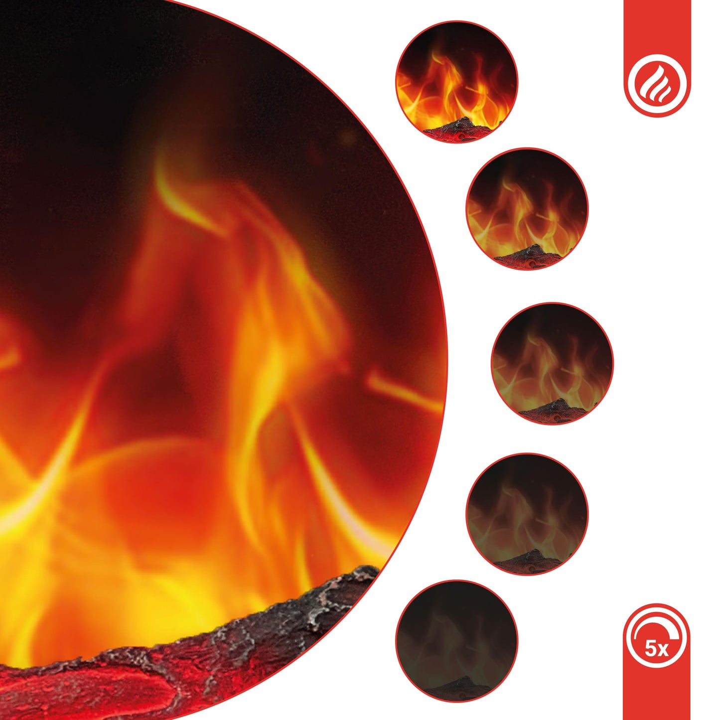 KAMINIO Elektrokamin Henri - Elektrischer Kaminofen mit Heizung, 3D-Flammeneffekt, Holzfach, Fernbedienung (Weiß)